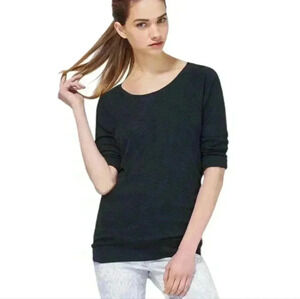 Aritzia  TNA Del Mar T-Shirt Women's Med Heathered Black Scoop Neck Effortless